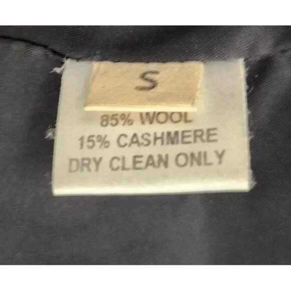 OPERATIONS NYC Black Wool Cashmere Military Peacoat Trench Coat Small USA Made